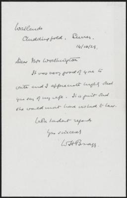 Lot #248 William Henry Bragg Autograph Letter