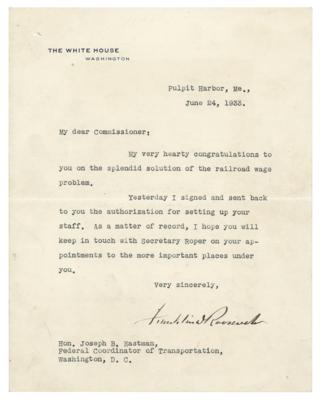 Lot #129 Franklin D. Roosevelt Typed Letter Signed as President - Image 1