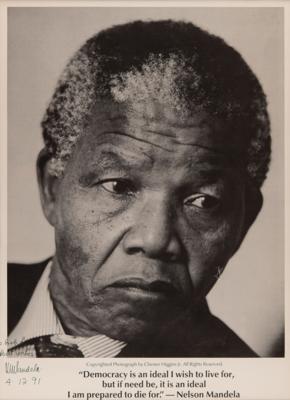 Lot #206 Nelson Mandela Signed Portrait Poster