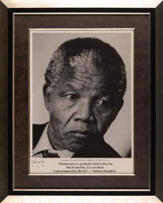 Lot #206 Nelson Mandela Signed Portrait Poster - Image 2