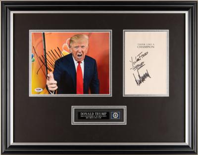 Lot #153 Donald Trump (2) Signed Items - Book Page and Photograph - Image 1