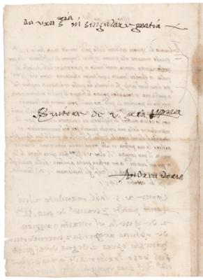 Lot #364 Andrea Doria Autograph Letter Signed - Amazing 478-Year-Old Artifact - Image 2