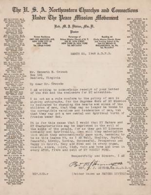 Lot #271 Father Divine Typed Letter Signed