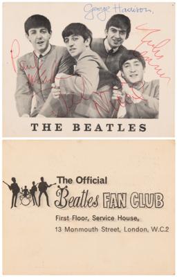 Lot #569 Beatles Signed Promotional Card with Jimmie Nichols - Obtained in Hong Kong on June 9, 1964 - Image 1