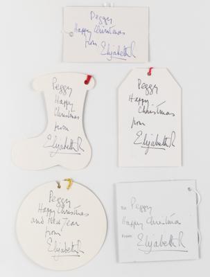 Lot #192 Queen Elizabeth II (5) Signed Christmas Gift Tags Presented to Her Royal Dresser - Image 1