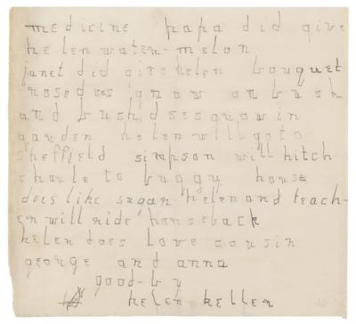 Lot #203 Helen Keller Autograph Letter Signed (Early, c. 1887) - Image 2