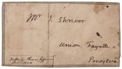 Lot #6 Thomas Jefferson Handwritten Mailing Panel - Image 1