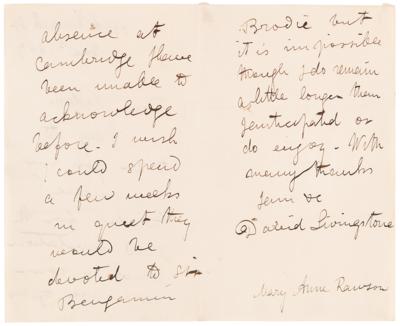 Lot #235 David Livingstone Autograph Letter Signed with Wood and Leaves "from the tree under which was buried the heart of Dr. Livingstone" - Image 3