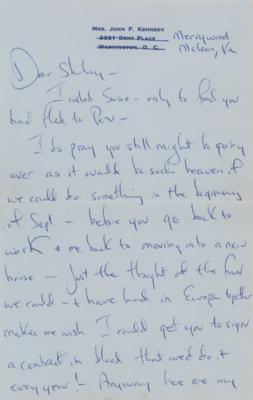 Lot #35 Jacqueline Kennedy Autograph Letter Signed (1954) - "The Kennedys have rented a house near Cannes for August" - Image 2