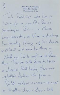 Lot #35 Jacqueline Kennedy Autograph Letter Signed (1954) - "The Kennedys have rented a house near Cannes for August" - Image 4