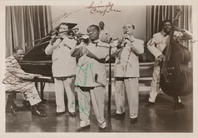 Lot #611 Louis Armstrong and Band Signed Photograph - Image 1