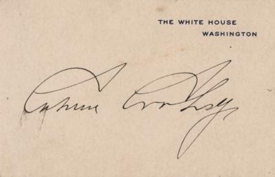 Lot #71 Calvin Coolidge Signed White House Card - Image 1