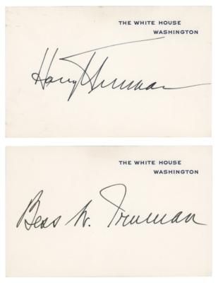 Lot #143 Harry and Bess Truman (2) Signed White House Cards - Image 1