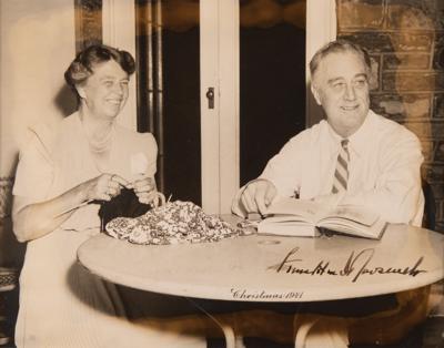 Lot #31 Franklin and Eleanor Roosevelt Signed Photograph as President and First Lady - Rare Dual-Signed 1941 Christmas Portrait from the White House - Image 1