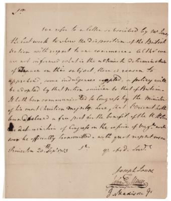 Lot #9 James Madison Letter Signed on Foreign