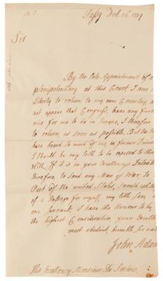 Lot #5 John Adams Autograph Letter Signed,