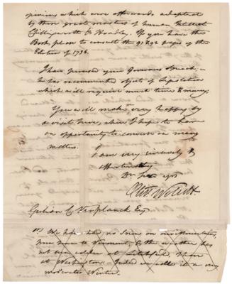 Lot #359 Oliver Wolcott, Jr. Autograph Letter Signed: "Many of our Founders were neither superstitious nor fanatical" - Image 2