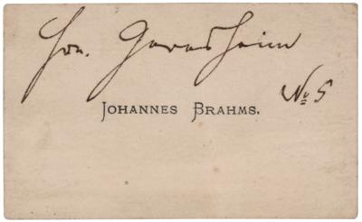 Lot #557 Johannes Brahms Handwritten Note on Calling Card - Image 1