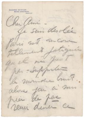 Lot #719 Isadora Duncan Autograph Letter Signed - Image 1