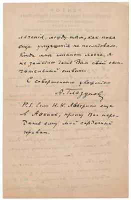 Lot #592 Alexander Glazunov Autograph Letter Signed - Image 2