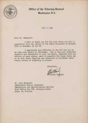 Lot #288 Robert F. Kennedy Typed Letter Signed as Attorney General on the "Cuban Prisoners of Brigade 2506" - Image 1