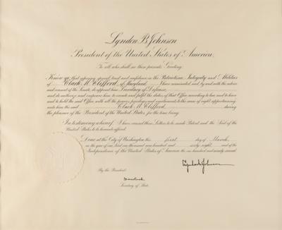 Lot #41 Lyndon B. Johnson (3) Documents Signed as President - The Historic Nomination and Appointment of Clark Clifford as the Secretary of Defense - Image 2