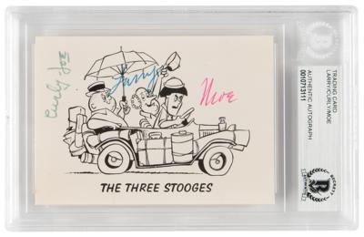 Lot #755 Three Stooges Signed Promo Card - Image 1