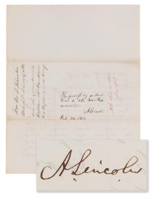 Lot #21 Abraham Lincoln Autograph Endorsement Signed as President - Image 1