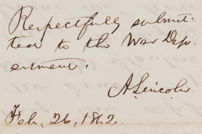 Lot #21 Abraham Lincoln Autograph Endorsement Signed as President - Image 3