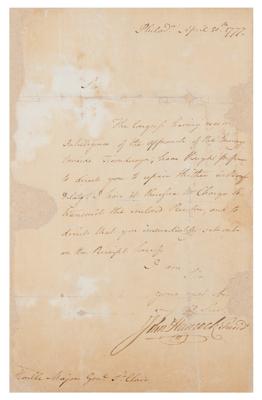 Lot #5005 John Hancock Letter Signed to Arthur St. Clair, Ordering Him to Take Charge at Ticonderoga - Image 2