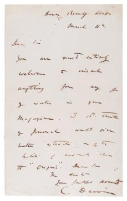 Lot #5041 Charles Darwin Autograph Letter Signed