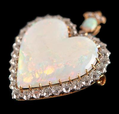 Lot #5022 Edwin Booth Family Collection: Heart-Shaped Opal and Diamond Brooch - Image 2