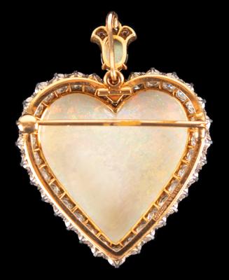 Lot #5022 Edwin Booth Family Collection: Heart-Shaped Opal and Diamond Brooch - Image 4