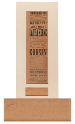 Lot #5018 Lincoln Assassination: Ford's Theatre 'Our American Cousin' Playbill (First Printing, April 14, 1865) - From the Collection of Stage Manager John B. Wright - Image 2