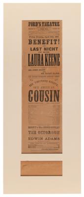 Lot #5018 Lincoln Assassination: Ford's Theatre 'Our American Cousin' Playbill (First Printing, April 14, 1865) - From the Collection of Stage Manager John B. Wright - Image 4