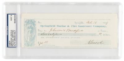 Lot #5015 Abraham Lincoln Signed Check - PSA MINT 9 - to a Springfield book publisher, who he approached about publishing his historic debates with Stephen Douglas - Image 3