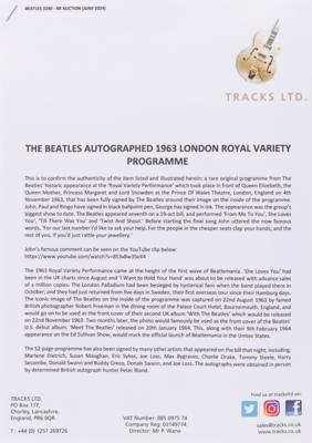 Lot #5077 Beatles Signed 1963 Royal Performance Program - Image 9