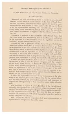 Lot #5026 U. S. Grant Document Signed as President, Invoking Military Force to Suppress Insurrection in South Carolina - Image 3