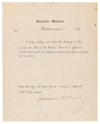 Lot #5029 William McKinley Document Signed as