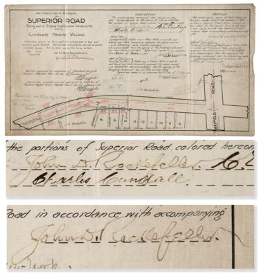 Lot #5060 John D. Rockefeller Twice-Signed Map of Cleveland's Superior Road - Image 1