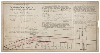 Lot #5060 John D. Rockefeller Twice-Signed Map of Cleveland's Superior Road - Image 2