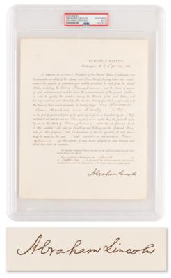 Lot #5017 Abraham Lincoln Document Signed as President, Ordering Pennsylvania to Furnish Additional Troops for “the present rebellion” (September 4, 1863) - Image 1