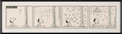 Lot #5084 Charles Schulz Signed Original Hand-Drawn Peanuts Daily Comic Strip (c. 1962), Featuring Snoopy: "See what you started?" - Image 2