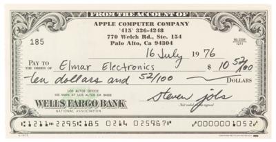 Lot #5088 Steve Jobs Filled Out and Signed 'Apple Computer Company' Check to Elmar Electronics (July 16, 1976) - Image 1