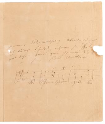 Lot #5071 Ludwig van Beethoven Autograph Letter Signed Twice with Handwritten Musical Quotation from Friedrich von Matthisson's ‘Opferlied’ (Song of Sacrifice) - Image 2