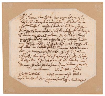 Lot #5069 Wolfgang Amadeus Mozart Autograph Letter Signed, Writing to His Father from Augsburg in October 1777 - "The music here is wholeheartedly bad" - Image 2