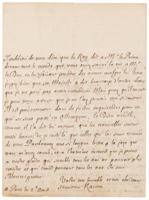 Lot #5061 Jean Racine Autograph Letter Signed on King Louis XIV and Victory at the Battle of Landen: "History should not lose a syllable of it" - Image 4