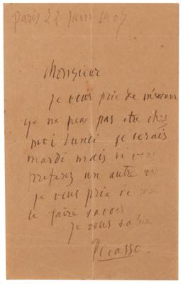 Lot #5082 Pablo Picasso Autograph Letter Signed While Creating 'Les Demoiselles d'Avignon' - Image 1