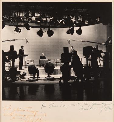 Lot #5034 John F. Kennedy and Richard Nixon Signed Photograph of the First Televised Presidential Debate (1960), Inscribed to ABC President Oliver Treyz - Image 1