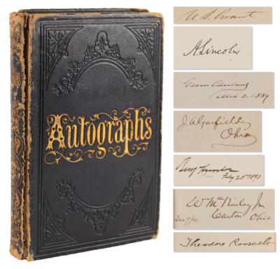 Lot #5024 American Presidents (7) Multi-Signed Autograph Book Dated from 1864 to 1909, Highlighted by the Rare Dual Signatures of Abraham and Mary Lincoln - Image 1